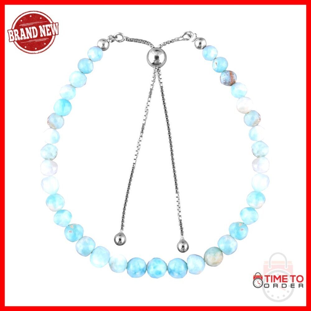 Sterling Silver Adjustable Bolo Bracelet with Natural Gemstone Beads